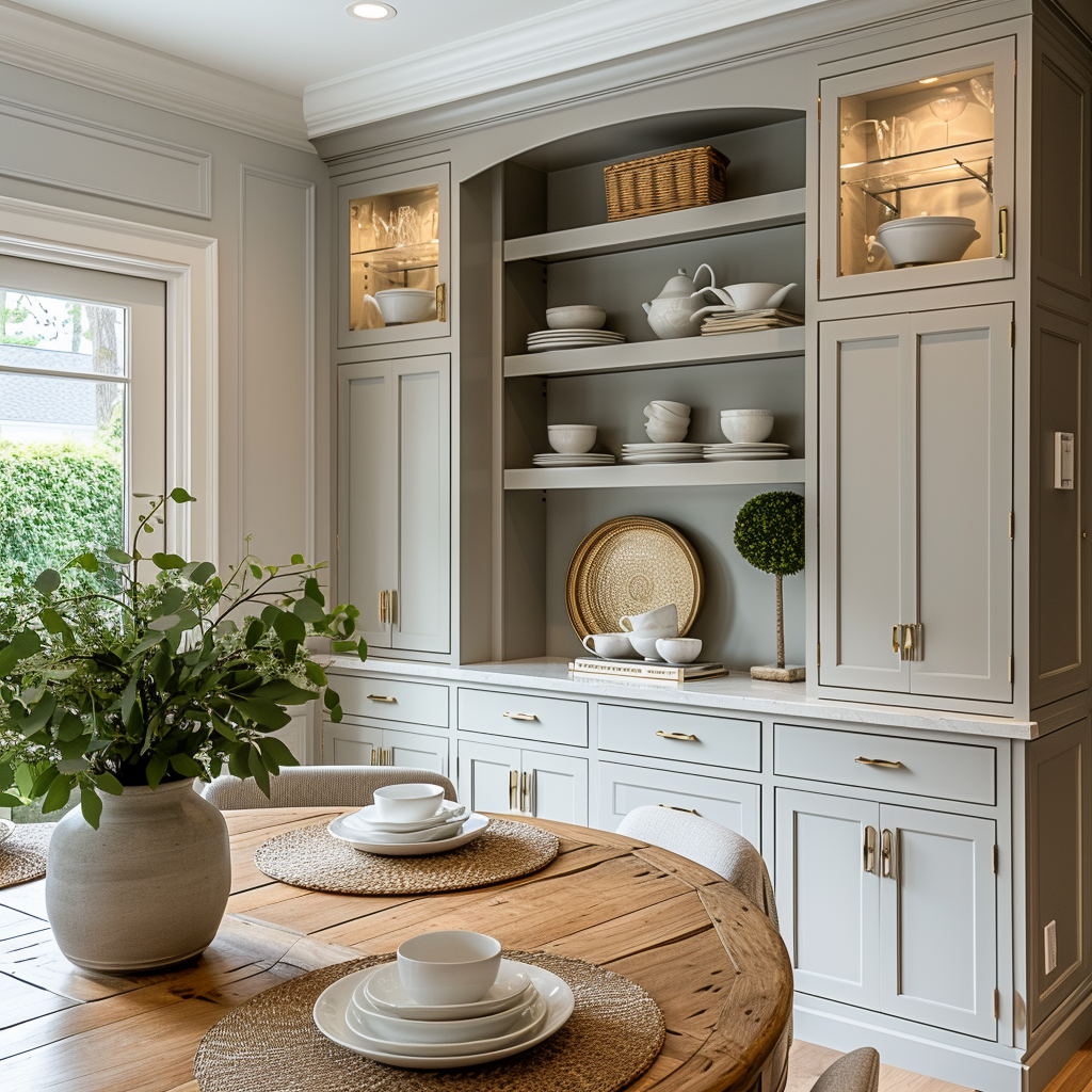 AI Generated Dining Room Built-In Hutch Cabinet