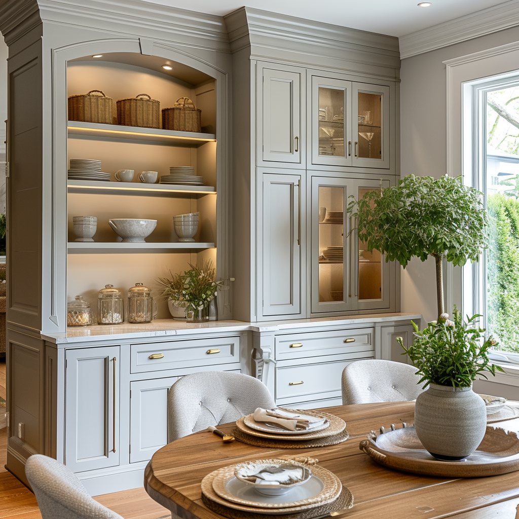 AI Generated Dining Room Built-In Hutch Cabinet