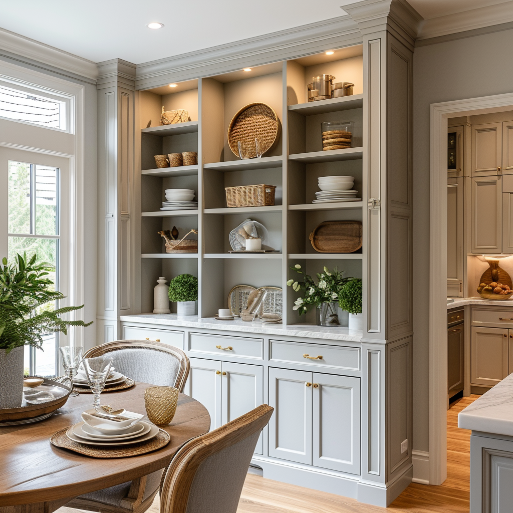 AI Generated Dining Room Built-In Hutch Cabinet