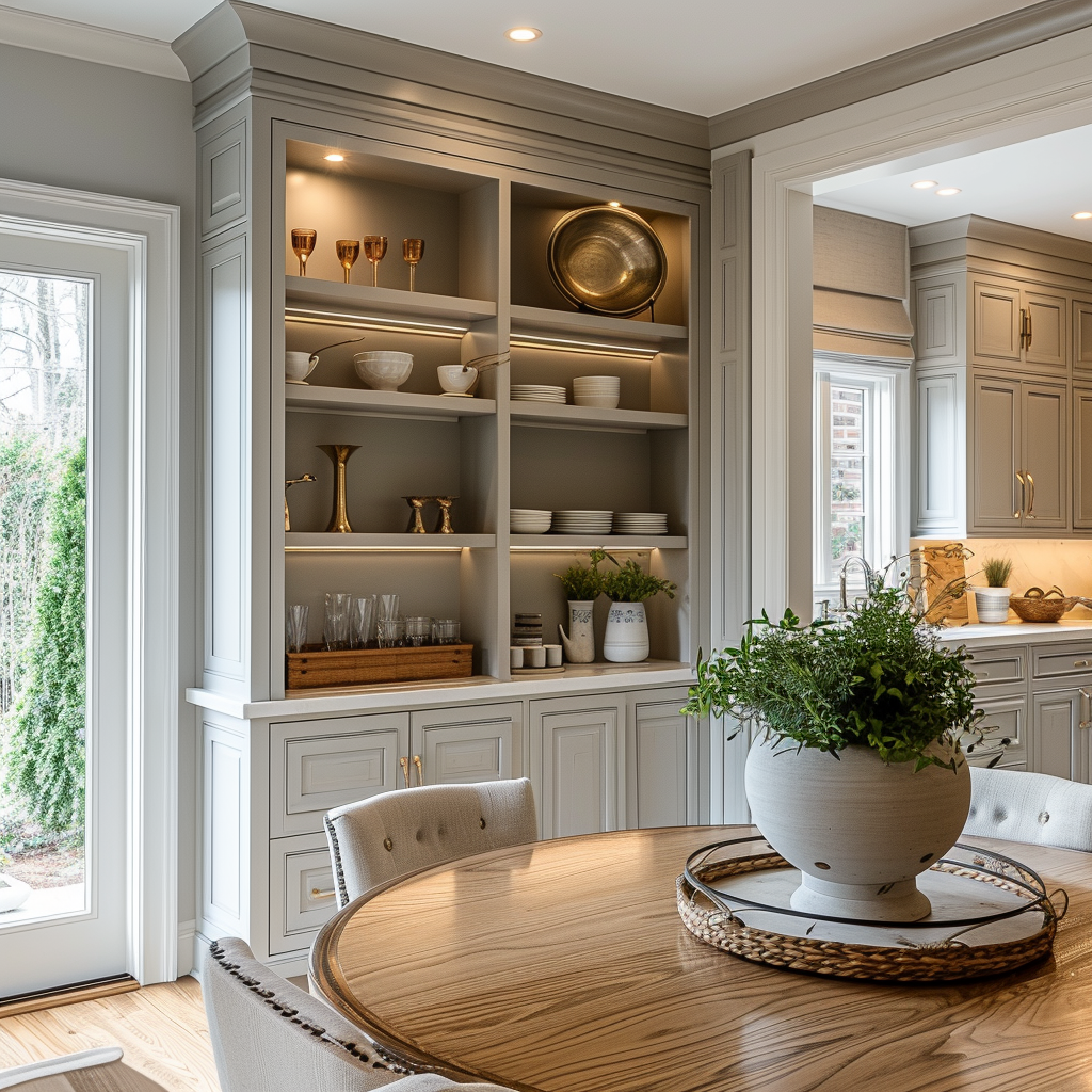 AI Generated Dining Room Built-In Hutch Cabinet