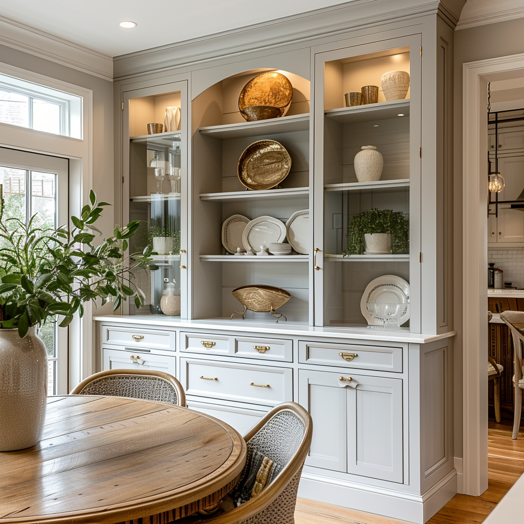 AI Generated Dining Room Built-In Hutch Cabinet