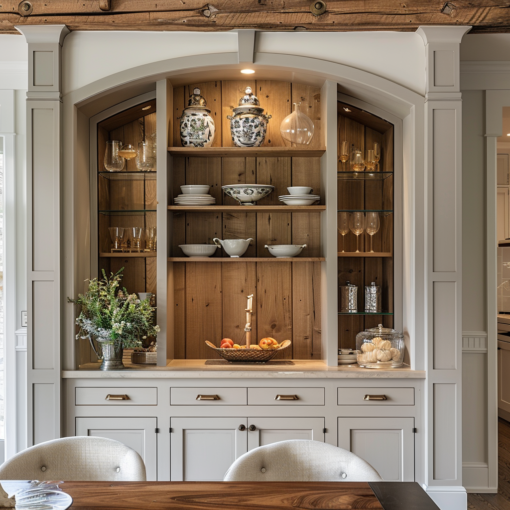 AI Generated Dining Room Built-In Hutch Cabinet