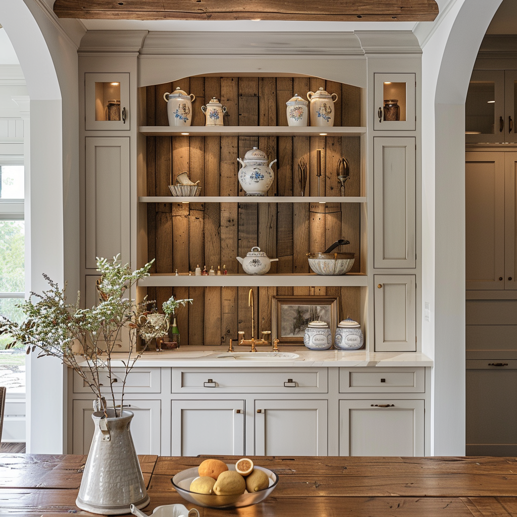 AI Generated Dining Room Built-In Hutch Cabinet