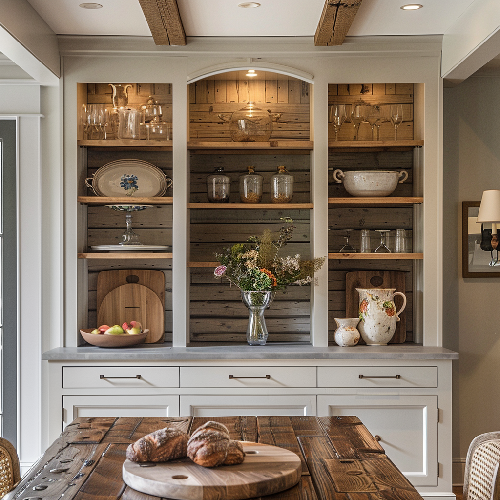 AI Generated Dining Room Built-In Hutch Cabinet