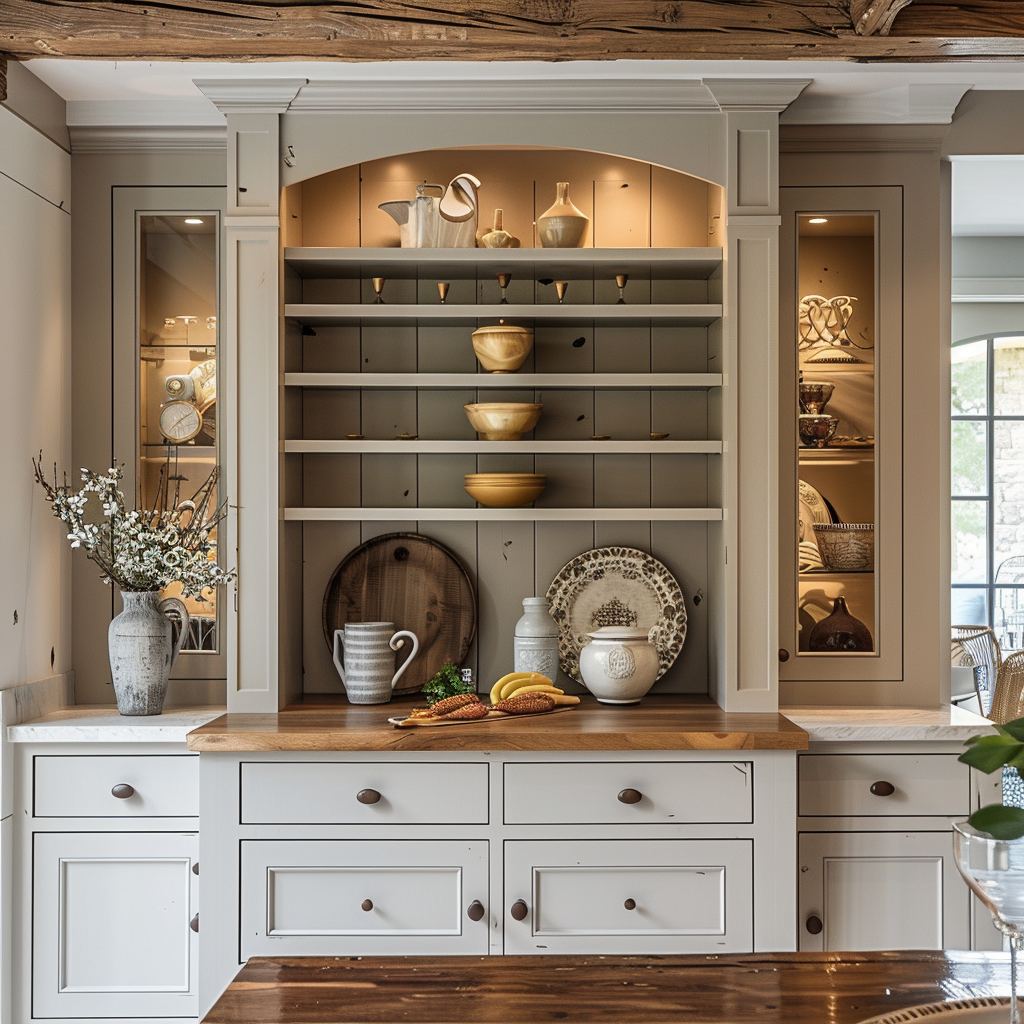 AI Generated Dining Room Built-In Hutch Cabinet