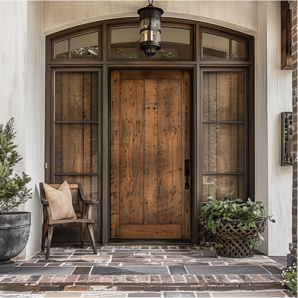 AI Generated Transitional House Wood Front Exterior Door